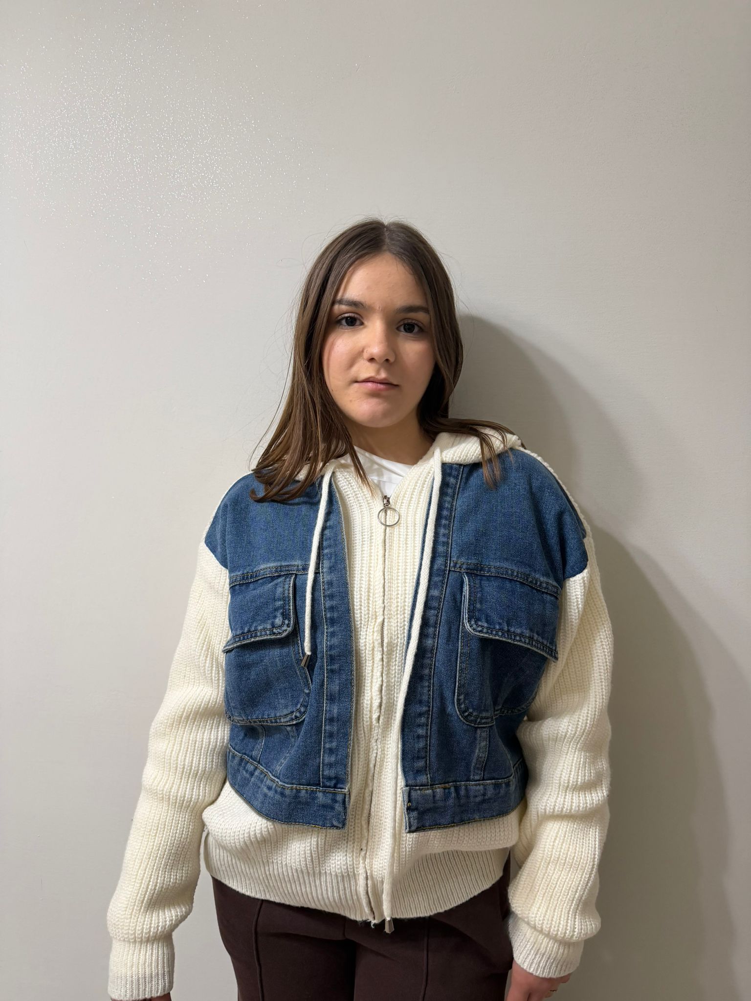 Cardigan Denim Knit White