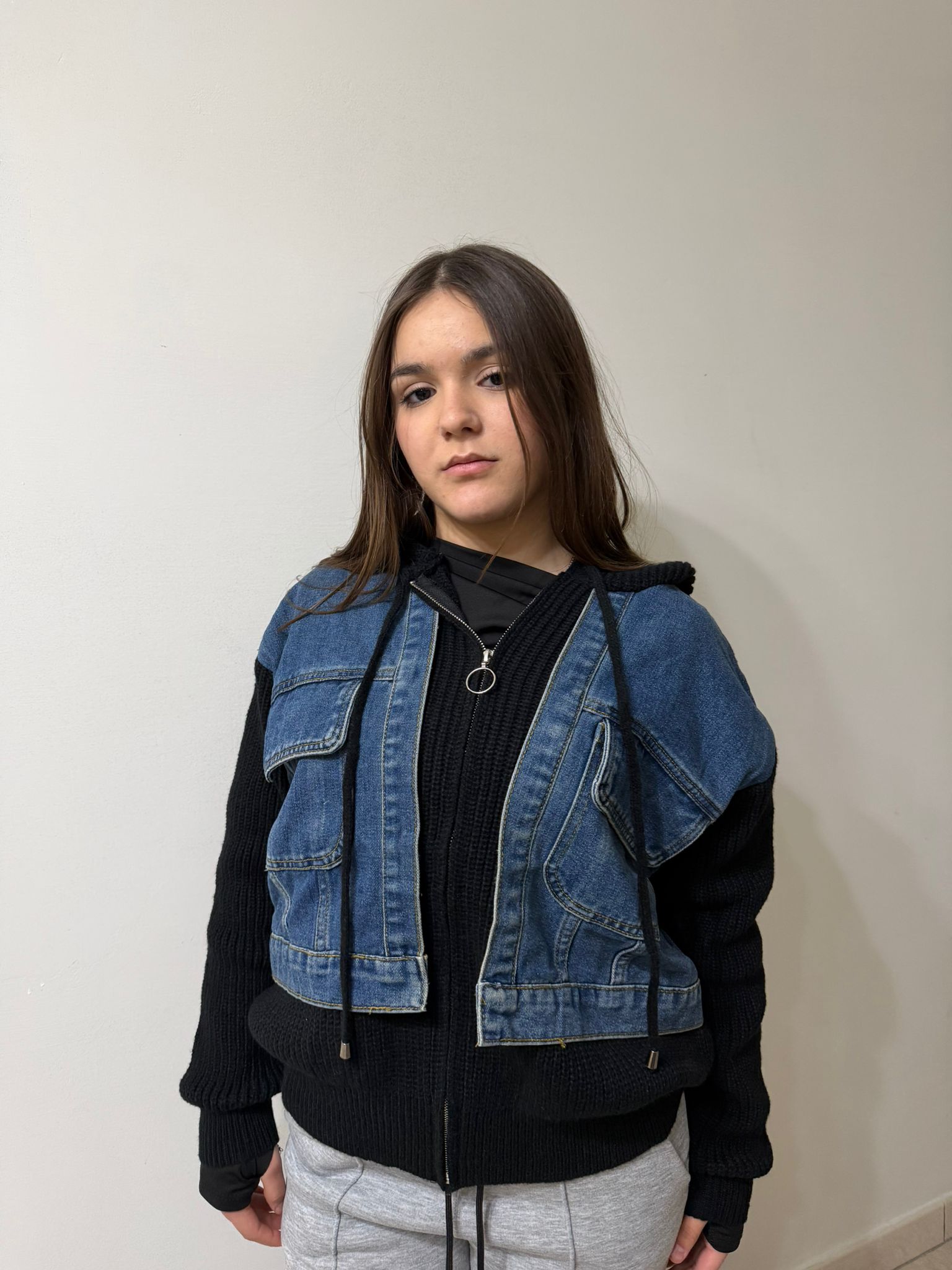 Cardigan Denim Knit Black